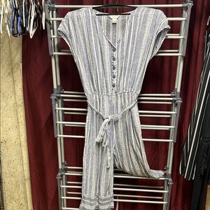 Christopher & Banks Navy and White Jumpsuit